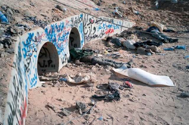 The pipe in Surt, Libya where Gadhafi was found.